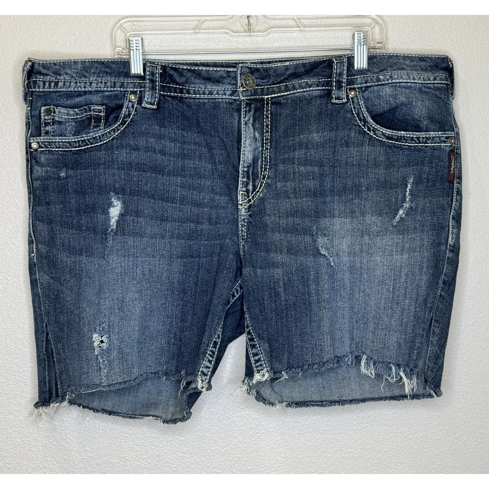 Silver Suki Surplus Cut Off Jean Shorts Womens Size 24 Distressed Denim Stretch